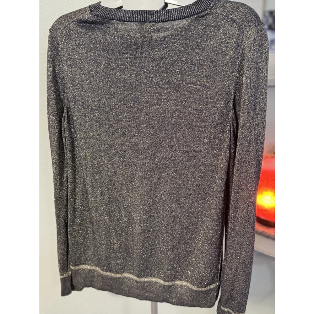JOE Fresh Lightweight Crewneck Sweater Navy Blue & Gold Metallic, Women’s XL​​​ - Picture 4 of 9